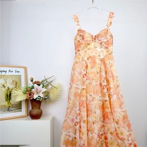 Zimmerli Floral Maxi Dress in Peach and Cream